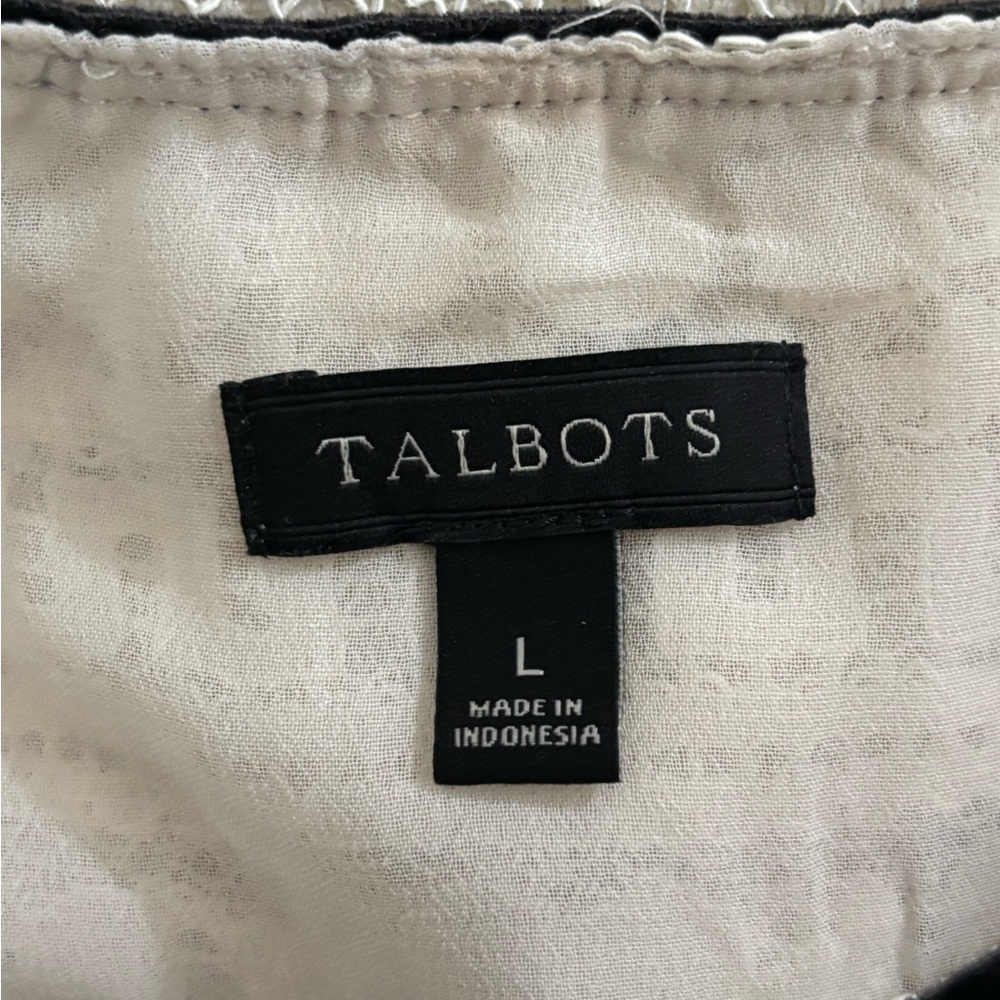 Talbots Cream Lace Top with Velvet Trim, size Large - Picture 3 of 7